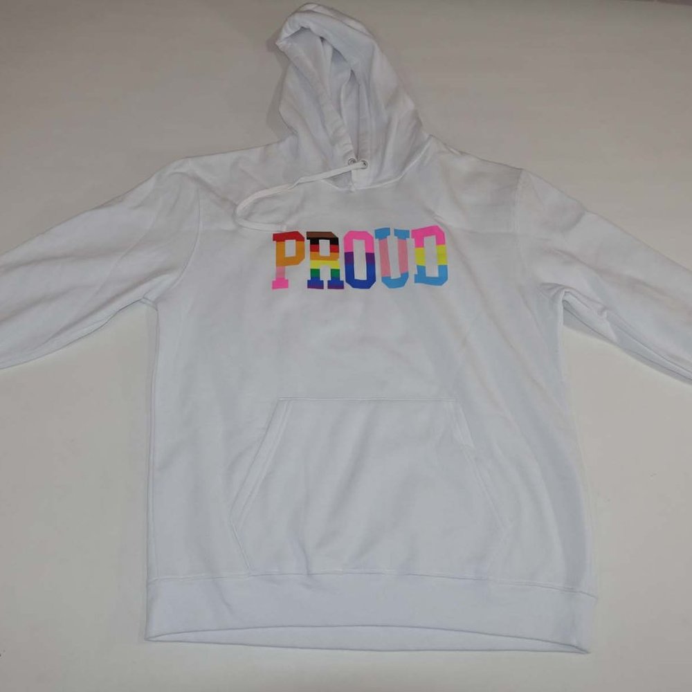 Phluid Project Men's Proud Hoodie Sweatshirt Large NWT White Rainbow LGBTQ L